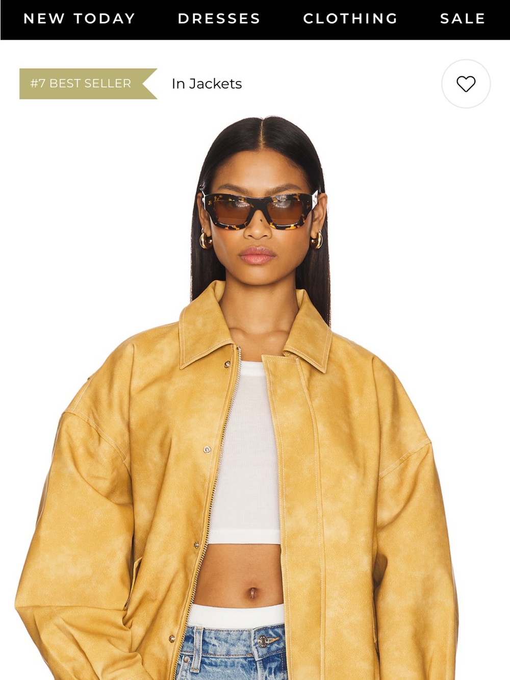 REVOLVE Oversized Faux-Leather Bomber Jacket in Mustard